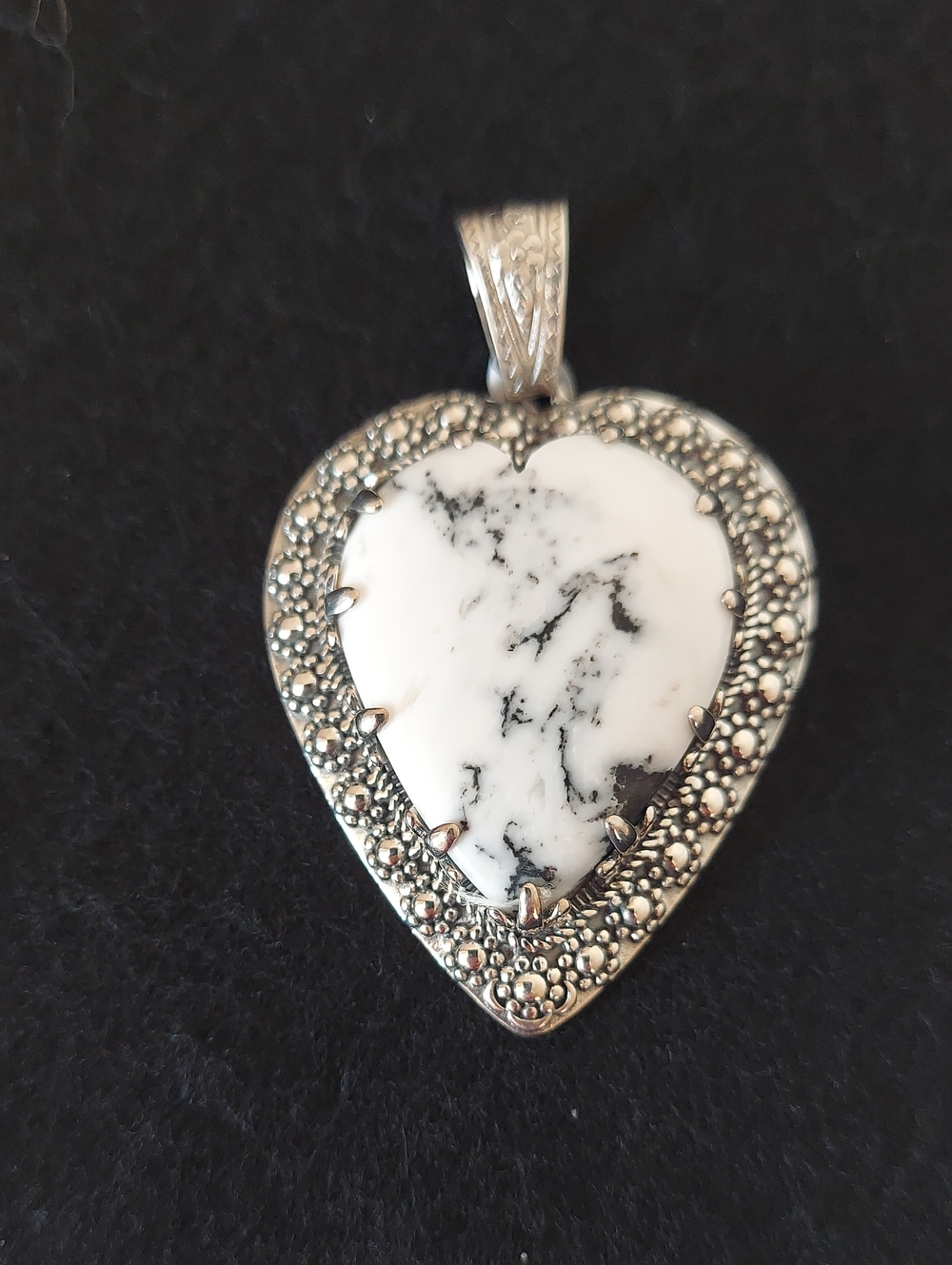 Artisan Crafted White Buffalo Turquoise Heart Shaped Pendant